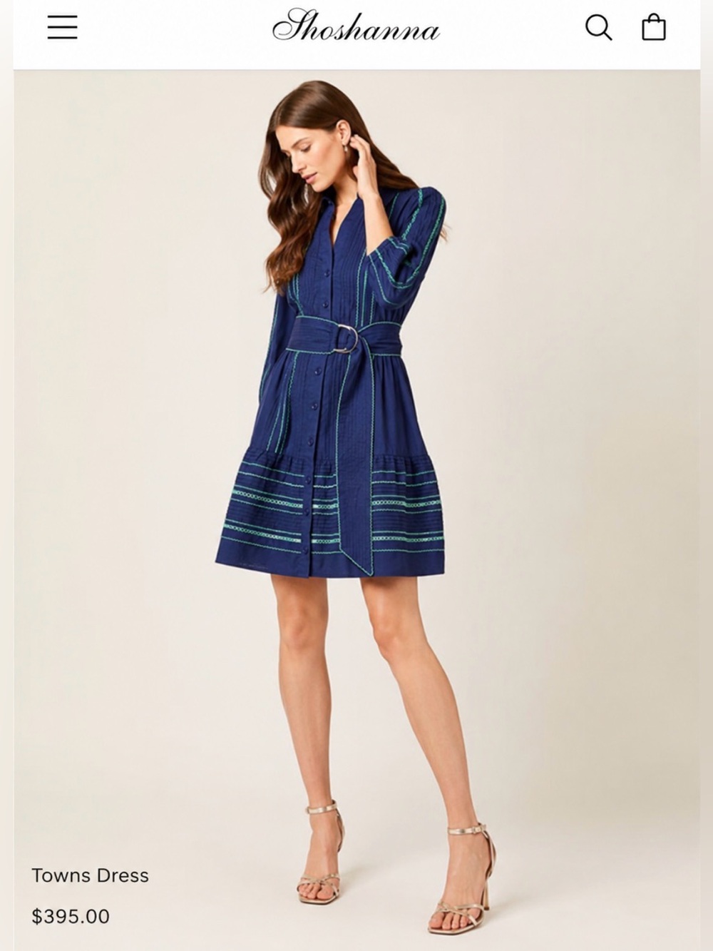Shoshanna Towns Dress – Navy/Green – Size 0